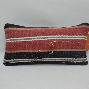 Cuscino kilim turco, cuscino kilim Boho, cuscino kilim a righe, cuscino kilim in lana intrecciata a mano, cuscino lombare 8x16 copertura del cuscino 1190