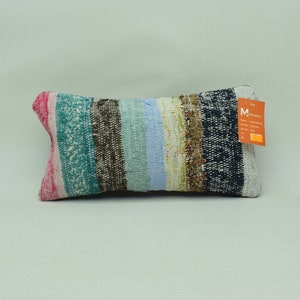Decorative handmade pillow, Wool pillow, Lumbar pillow, Bohemian pillow, Kilim pillow, Home design, Bed pillow, 8 x 16 pillow cover 607