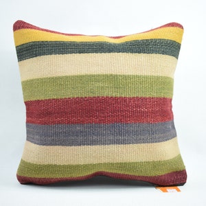turkish kilim pillow, bohemian kilim pillow, home decor pillow, decorative kilim pillow, handmade pillow, 16x16 pillow cover, 10534