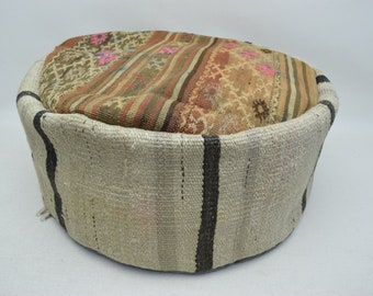 Garden pouf, Home decor puffs, Ottoman pouf cover, Ethnic pillow, Turkish kilim pouf, Ottoman cushion, Floor pillow, Kilim beanbag, code 261