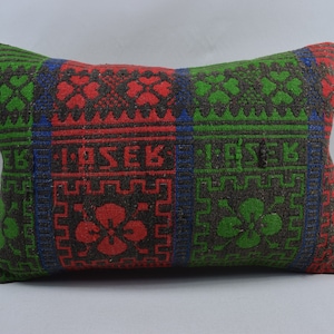 handgemachtes Kelim Kissen, Boho Deko Kissen, türkischer Kelim Kissen, anatolischer Kelim Kissen, Lendenkissen, 16x24 Kissenbezug, 2741