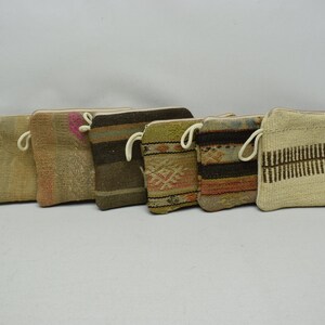 Porte-monnaie authentique 7 x 9, porte-monnaie vintage, porte-monnaie pour femme, porte-monnaie, porte-monnaie fait main, trousse de maquillage, 6 pièces kilim, portefeuille kilim turc, lot de 39