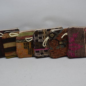 Cadeaux de demoiselle d'honneur, sac à main fait main, trousse à cosmétiques, sac à main kilim turc 6 pièces, cadeaux faits main 7 x 9, sac à main vintage, portefeuille déco bohème, lot de 15