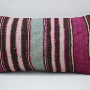striped kilim pillow, turkish pillow, decorative  pillow, 10x20 handmade wool pillow , bohemian pillow, throw pillow , cushion cover 1999