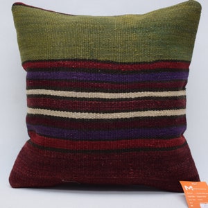 turkish kilim pillow, bohemian kilim pillow, home decor pillow, decorative kilim pillow, handmade pillow, 16x16 pillow cover , 7030