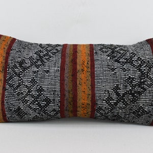 bohemian kilim pillow, natural wool pillow, throw pillow, 10x20 decorative pillow , tribal pillow, lumbar kilim pillow , pillow cover 2461