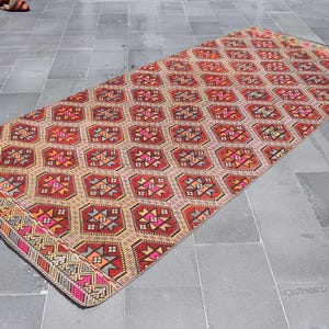 Oversize kilim rug, Oriental kilim rug, Livingroom rug, Floor rug, Turkish vintage handmade kilim rug, Bohemian rug, 4.6 x 10.6 ft, ML1399