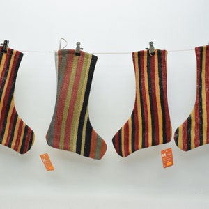 vintage kilim stocking handmade kilim socks 11x18 natural wool kilim stocking holiday decor stocking Xmas stocking decorative socks set 1386