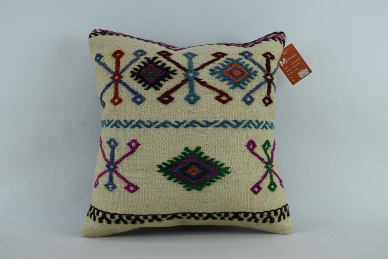Turkish Kilim Pillow Cover Tribal Pillow Cover 18x18 Nomadic Etsy