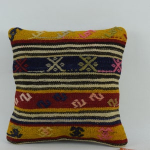 cuscino kilim turco fatto a mano, copertura del cuscino kilim tribale vintage 14x14 cuscino boho kilim, cuscino kilim tessuto a mano, copertura del cuscino 1637