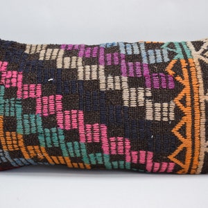 cecim kilim pillow, turkish pillow, decorative  pillow, 10x20 handmade wool pillow , bohemian pillow, throw pillow , cushion cover 1989