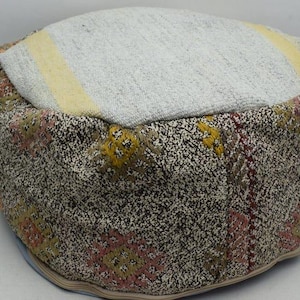 Handmade kilim pouf, Square pillow cover, Moroccan style pouf, Ottoman pillow, Boho decor pouffe, Decorative floor pillow, Beanbag, code 513