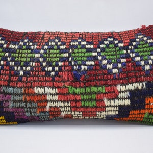 cecim kilim pillow , geometric pillow , throw pillow , ethnic pillow , handmade wool pillow , home decor pillow , 10x20 pillow cover , 1946