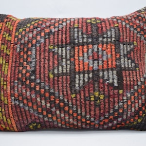 ottoman lumbar pillow, rustic pillow, kilim pillow, boho decor pillow, turkish pillow, sofa pillow, boho pillow 16x24 pillow cover 2105