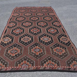 Long size kilim rug, Turkish runner rug, Vintage hallway rug, Handmade entryway decor, Striped kilim rug, Kilim, 5.3 x 10.2 ft ML0868
