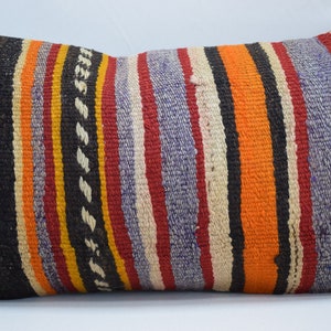 turkish kilim pillow cover, decorative pillow, handmade wool pillow, lumbar pillow, anatolian pillow , home decor 12x20 pillow cover , 3021