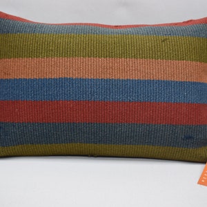 decorative kilim pillow, lumbar kilim pillow, handwoven kilim pillow, ethnic kilim pillow, sofa pillow, 12x20 pillow cover , 2233