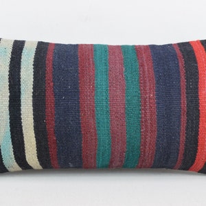 natural kilim pillow , striped pillow , throw pillow , handmade wool pillow , lumbar pillow , home decor pillow , 10x20 pillow cover , 2405