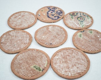 8 pieces rustic decor drink coaster, punch needle coaster, tea cup pad, table decor, coffee cup pad, handwoven coaster, kitchen decor 0748