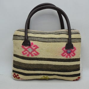 Kelim Tasche, Boho Tasche, Wolle und Leder anatolische Kelim Tasche, 10x14 ""Tasche, Ethnische Taschen, Einzigartige Tasche, Handtasche, Kilim Handtasche, Modetasche 24