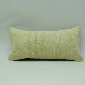 Ethnic decor hemp pillow, Bohemian kilim pillow, Natural wool kilim pillow, Handwoven wool kilim pillow, 8 x 16 pillow cushion cover 746