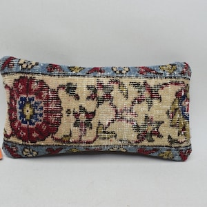 turkish kilim pillow cover, throw pillow, organic wool pillow, handmade wool pillow 8x16 decorative pillow, boho decor pillow cover 1033