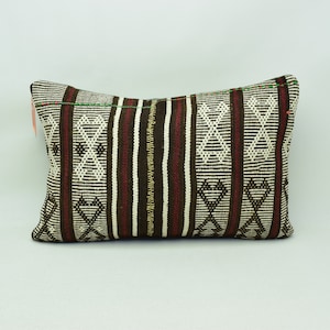 ethnic kilim pillow - bohemian pillow - aztec kilim pillow - decorative pillow - turkey pillow - throw pillow - 16x24 pillow cover - 3164