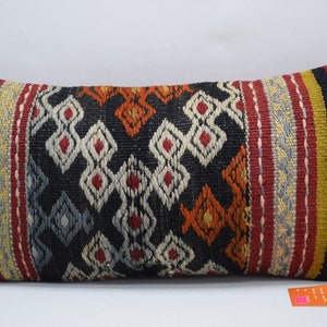 home decor pillow cover , bedding pillow , lumbar kilim pillow , throw pillow , oriental pillow , nomadic pillow, 10x20 pillow cover , 2354