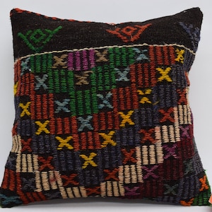 turkish kilim pillow, bohemian kilim pillow, home decor pillow, decorative kilim pillow, handmade pillow, 16x16 pillow cover , 8771