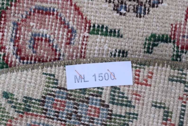 Vintage rug Bohemian decor Turkish rug Small rug Circle rug 3.9 x 3.9 ft Round rug ML1500 Decorative rug Doormat rug Floral rug