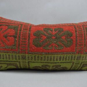 lumbar kilim pillow, bedding pillow, anatolian pillow, ethnic decor pillow, antique pillow, aztec pillow, 10x20 kilim pillow cover , 3035