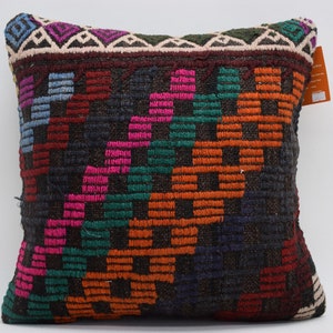 anatolian kilim pillow , ethnic pillow , aztec pillow , turkish pillow , organic kilim pillow , handwoven pillow , 18x18 pillow cover 3507