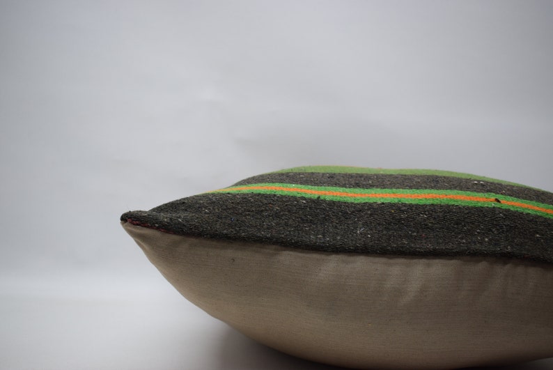 green colour striped decorative kilim pillow 24x24 handwoven anatolia kilim pillow bohemian kilim pillow lumbar kilim pillow bed pillow 0075