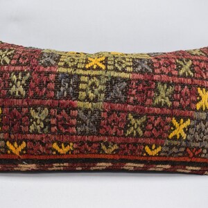 turkish kilim pillow , home decor pillow , bedding pillow , boho decor pillow , bench pillow , lumbar pillow , 10x20 cushion cover , 1625