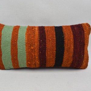 Cuscino kilim con arredamento etnico, cuscino Boho, cuscino turco, cuscino del divano, decorazione della casa Boho Cuscino in lana 8 x 16 copertura del cuscino 1018