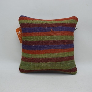Cuscino kilim turco, cuscino kilim a righe, cuscino da tiro, cuscino kilim Boho, cuscino etnico, cuscino di lana, copertura cuscino 12x12 502