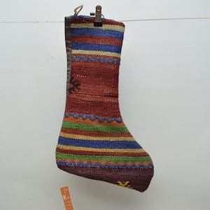 vintage kilim stocking handmade kilim socks 11x18 home decor kilim stocking wool holiday decor Xmas stocking decorative kilim socks 392