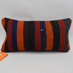 Cuscino kilim turco, cuscino kilim Boho, cuscino kilim etnico, cuscino kilim di lana intrecciato a mano, cuscino lombare, copertura del cuscino 8x16 911