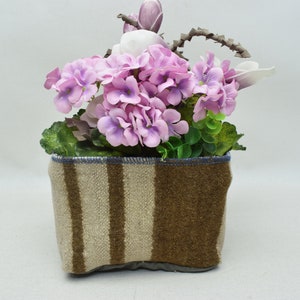 Vintage plant holder, Plant cover, Outdoor planter, Housewarming gift, Plants, Kilim storage basket, 6 x 8 inches planter pot case 364