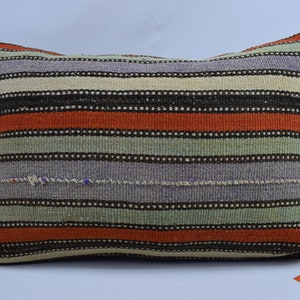 handgemachtes Kelimkissen, Lendenkissen, Boho-Kissen, Sofakissen, Türkisches Kissen, Wollkissen, Sofakissen 16x24 Kissenbezug, 2791