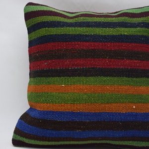 striped kilim pillow, home decor pillow, bohemian kilim pillow, coastal kilim pillow, turkish pillow,  16x16 pillow cover , 8039