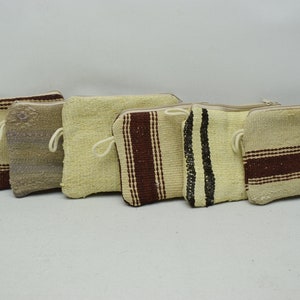 Portefeuille déco bohème, cadeaux de demoiselle d'honneur, sac à main fait main, trousse à maquillage, 6 pièces kilim turc, cadeaux faits main 7 x 9, sac à main vintage, lot de 28