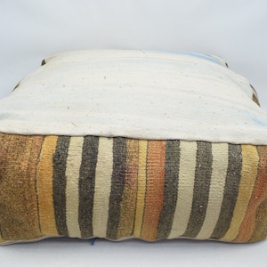 Turkish kilim pouf cover, Handmade pouf, Moroccan style pouf, Ottoman pillow, Boho decor pouffe, Decorative floor pillow, Beanbag, code 313