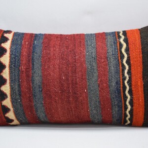 turkish kilim pillow cover, natural wool pillow, boho kilim pillow, throw pillow, bohemian pillow, rustic decor, 10 x 20 pillow cover 2362