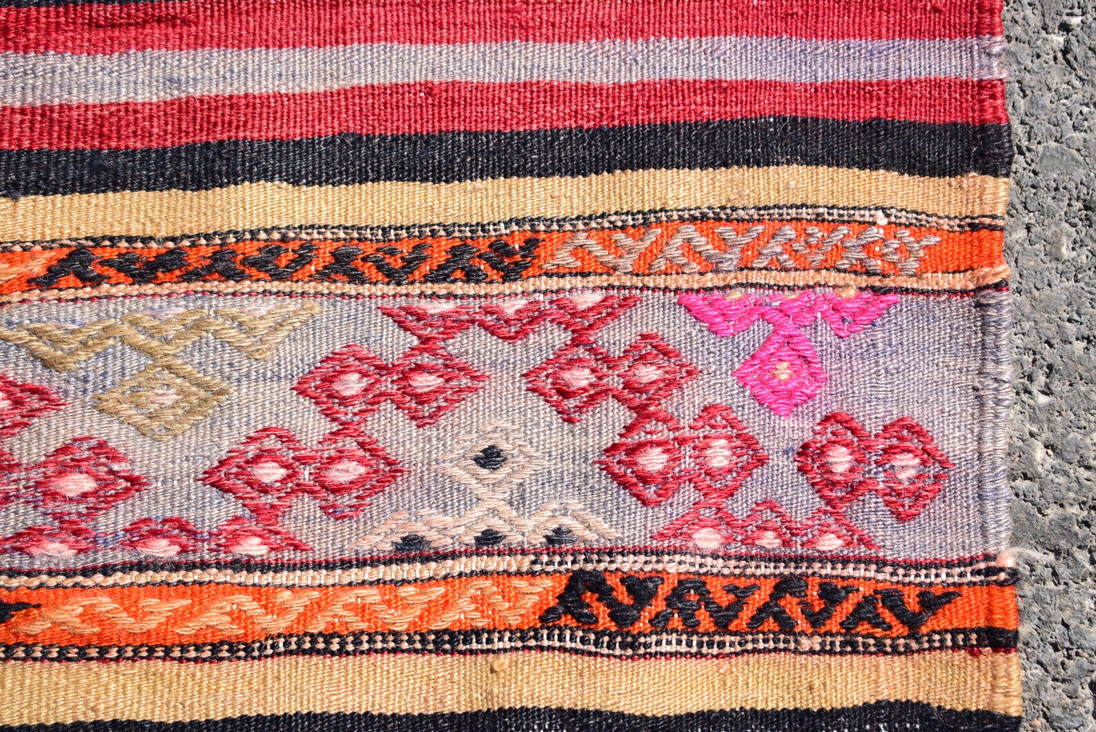 Turkish Large Rug Vintage Striped Kilim Rug Diningroom Rug Etsy