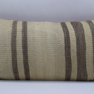 turkish kilim pillow cover , handwoven pillow , striped pillow , bedding decor , lumbar pillow , rustic pillow , 10x20 cushion cover , 2224