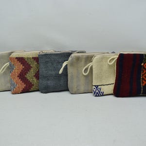 Monedero, Monedero hecho a mano, Neceser pequeño para maquillaje, Carteras kilim para mujer de 7 x 9 pulgadas, Monedero kilim turco de 6 piezas, Bolso oriental hecho a mano, Juego de 24