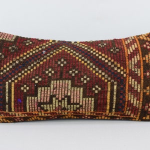 cecim kilim pillow cover, turkish pillow, decorative pillow, 10x20 tribal pillow, geometric decor pillow, throw pillow, cushion cover 2494