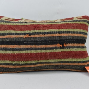 striped turkish kilim pillow, coastal pillow, ottoman kilim pillow, throw pillow, lumbar pillow, ehnic pillow , 12x20 pillow cover , 3477