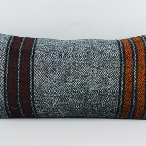 boho decor kilim pillow cover, ottoman pillow, gift pillow 10x20 lumbar pillow, turkish pillow, sofa pillow, handmade cushion cover 2730